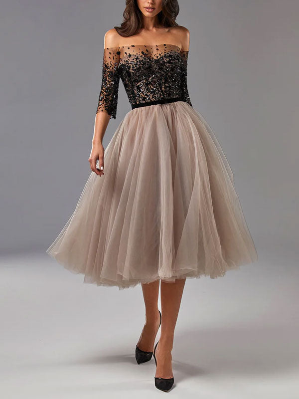 Strapless Midi Tulle Dress