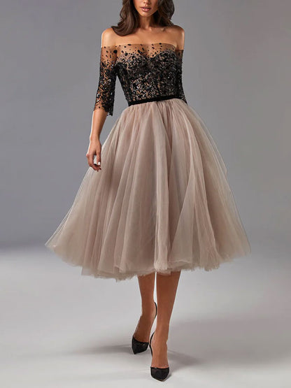 Strapless Midi Tulle Dress