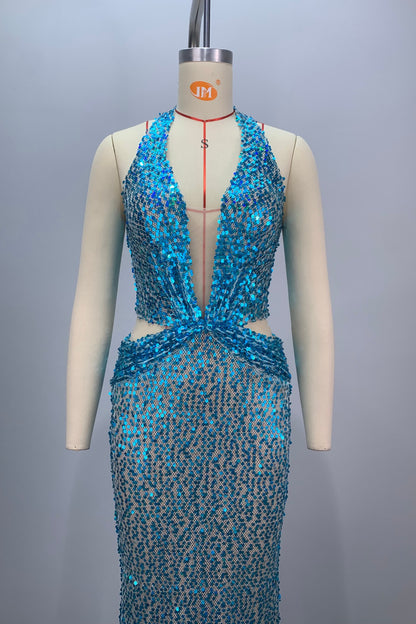 loveedsTM-Blue cross sequins evening gown-vx
