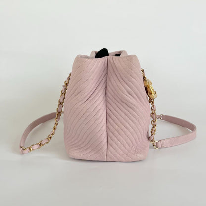 Chanel Chevron Leather Tote Bag Pink