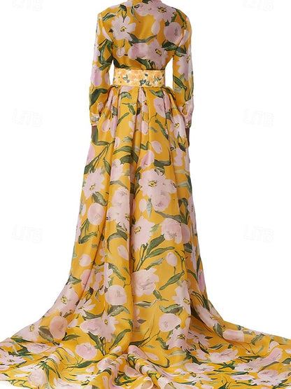 Elegant Chiffon Printed Women's Shirt Dress