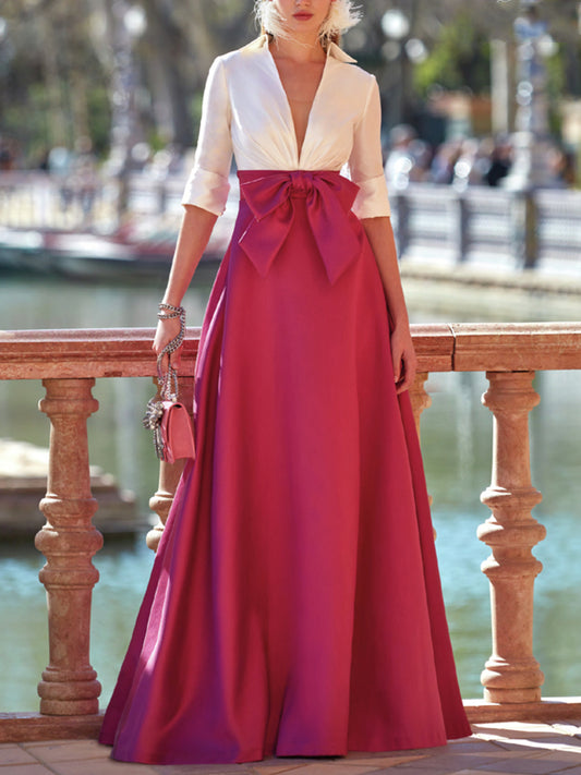 V-neck Elegant Simple Women's Dress