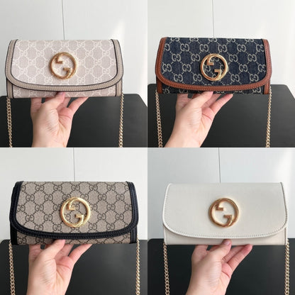 GUCCI BLONDIE CONTINENTAL CHAIN WALLET WHITE 21CM