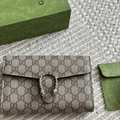 GUCCI DIONYSUS GG SUPREME CHAIN WALLET BEIGE AND EBONY 20CM  ‎401231 KHNSN 8642