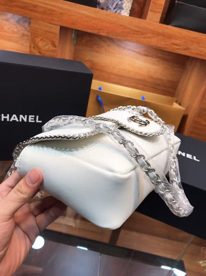 CHANEL Lambskin Mini Madison Flap White