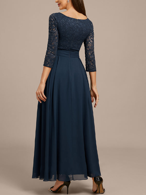 Sequined Chiffon Solid Color Maxi Dress