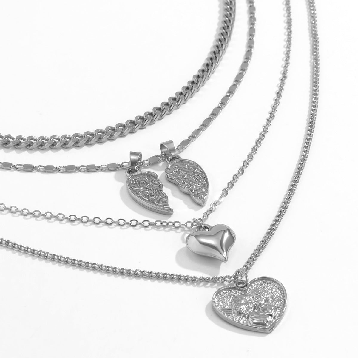 Metal necklace set with multiple chains