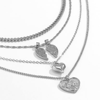 Metal necklace set with multiple chains