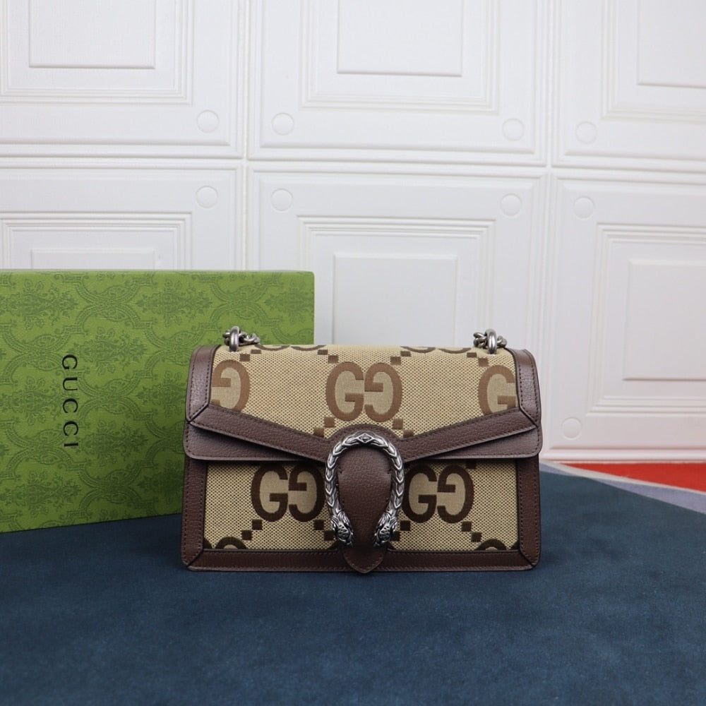 GUCCI DIONYSUS BAG JUMBO GG CANVAS SUPER MINI BROWN 28CM