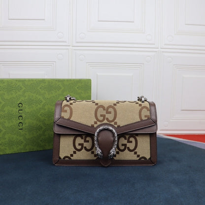 GUCCI DIONYSUS BAG JUMBO GG CANVAS SUPER MINI BROWN 28CM