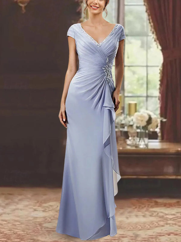 Sheath/Column V-Neck Floor-Length Mother of the Bride Dresses