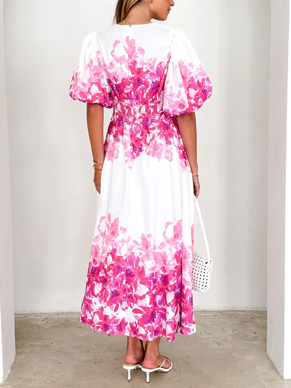 Puff Sleeve Chiffon Women's Dress