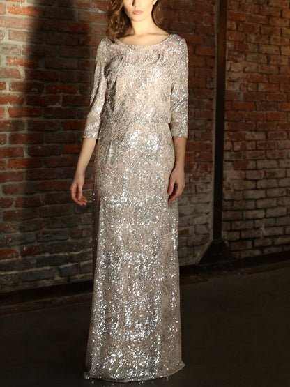 V-neck Long Sleeves With Print Maxi Dress