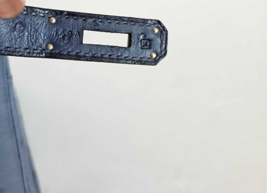 Hermes Ostrich Blue Birkin 30 Bag with Palladium Hardware