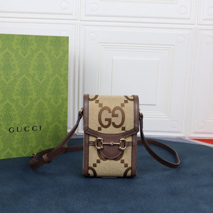 GUCCI 1955 HORSEBIT JUMBO GG MINI BROWN 11CM