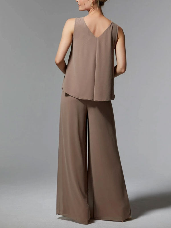 Chiffon Cardigan Wide Leg Pants Women's Sets