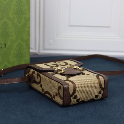 GUCCI 1955 HORSEBIT JUMBO GG MINI BROWN 11CM
