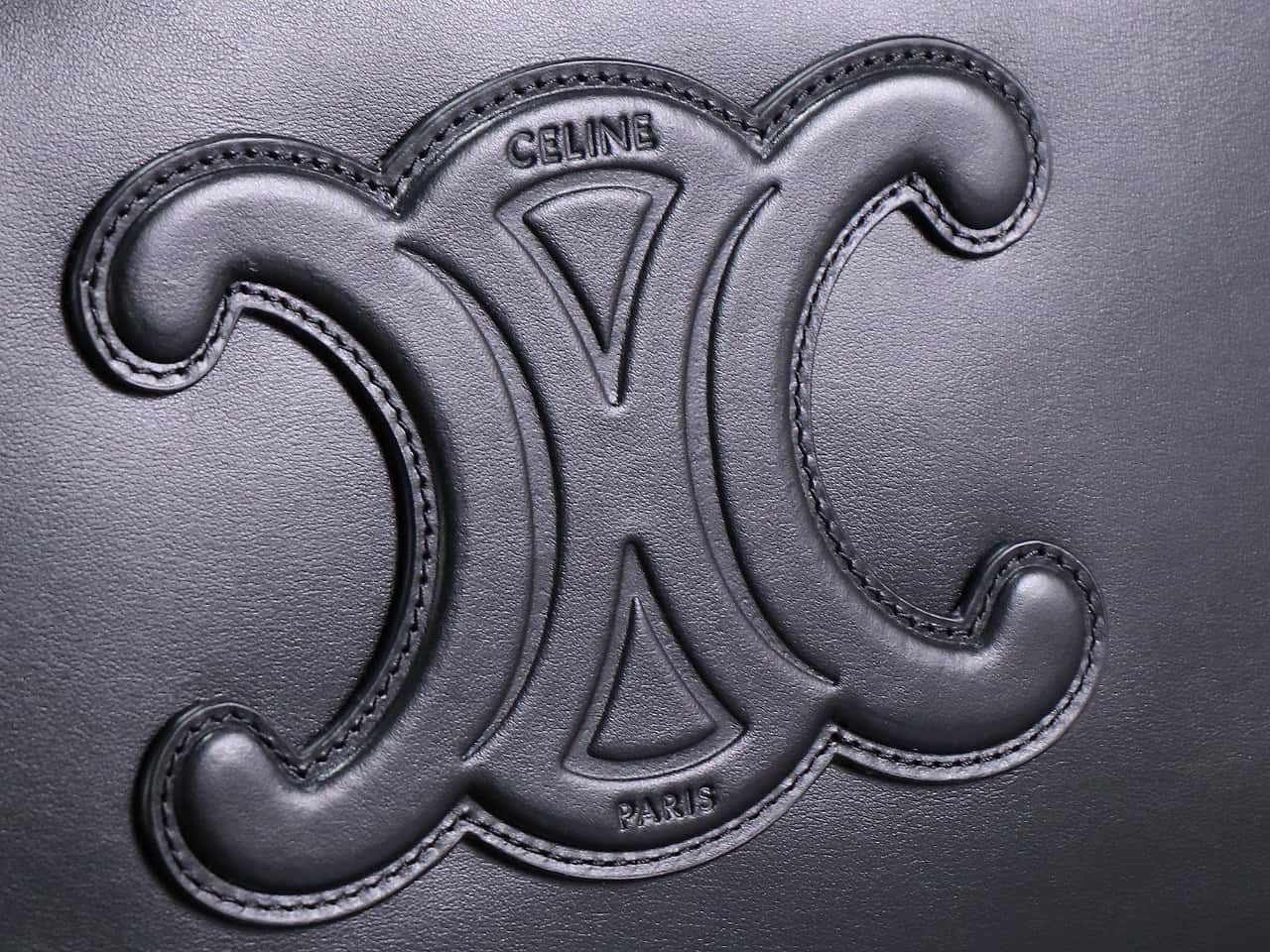 Celine cabas rawstring cuir triomphe in grained calfskin handbag