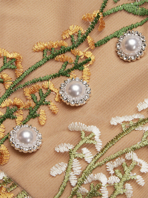 Morden Regular Fit Floral Embroidery Jumpsuit With Belt