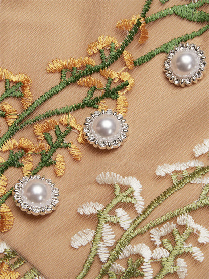 Morden Regular Fit Floral Embroidery Jumpsuit With Belt