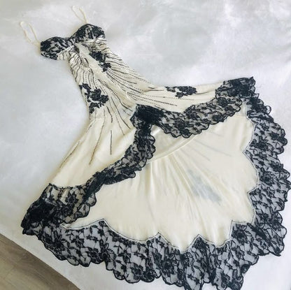 Ivory White Vintage Fashion Elegant Delicate Lace Beading Spaghetti Strap Long Satin Evening Gown Ball Gown Prom Dress Party Dress gh3814