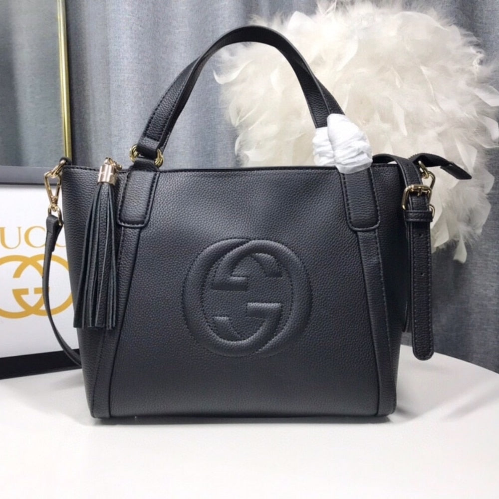 GUCCI SOHO SMALL TOP HANDLE BAG BLACK 32CM 369176 A7M0G 1000