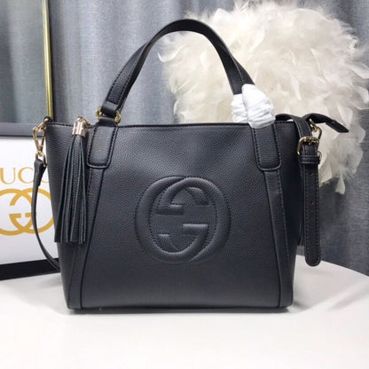 GUCCI SOHO SMALL TOP HANDLE BAG BLACK 32CM 369176 A7M0G 1000