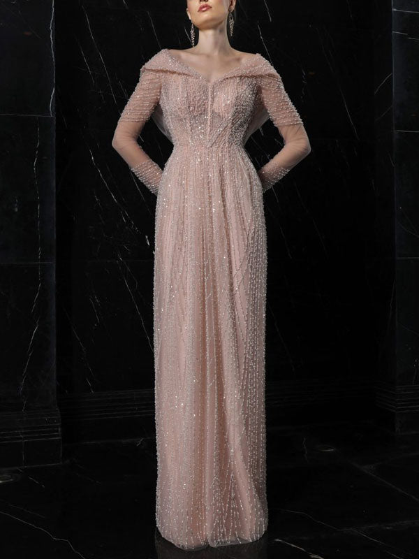 Beaded Elegant Cape Women's Dress