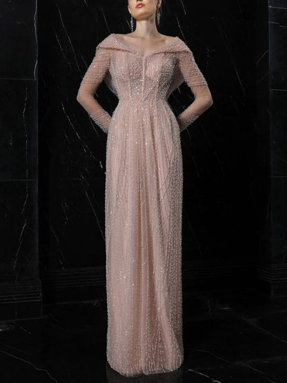 Beaded Elegant Cape Women's Dress