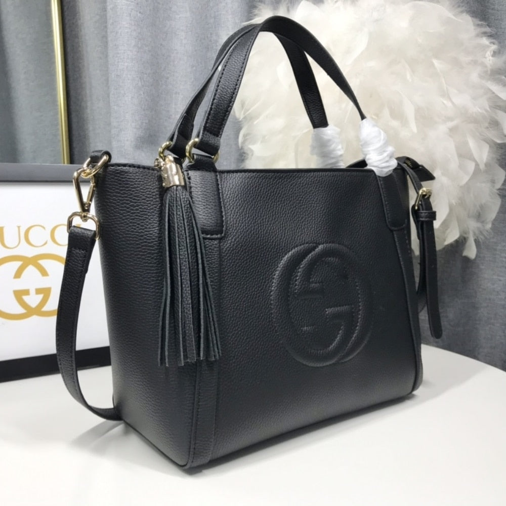 GUCCI SOHO SMALL TOP HANDLE BAG BLACK 32CM 369176 A7M0G 1000