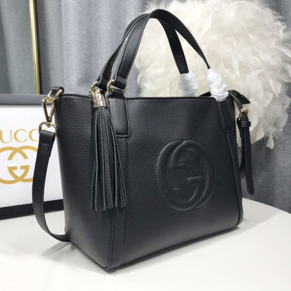 GUCCI SOHO SMALL TOP HANDLE BAG BLACK 32CM 369176 A7M0G 1000