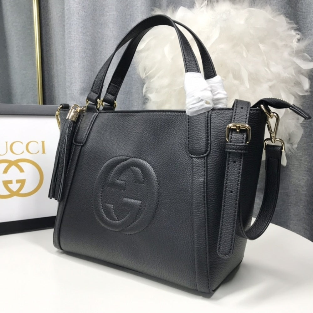 GUCCI SOHO SMALL TOP HANDLE BAG BLACK 32CM 369176 A7M0G 1000