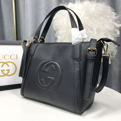 GUCCI SOHO SMALL TOP HANDLE BAG BLACK 32CM 369176 A7M0G 1000