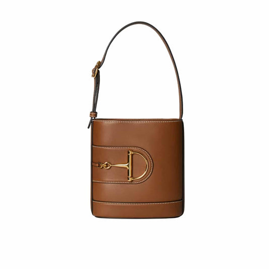 GUCCI 73 SMALL BUCKET BAG ROSSO ANCORA BROWN SMOOTH 20CM 833665 AAEC2 2718