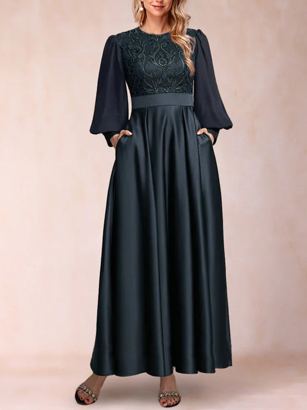 A-Line/Princess Scoop Long Sleeves Mother of the Bride Dresses with Applique