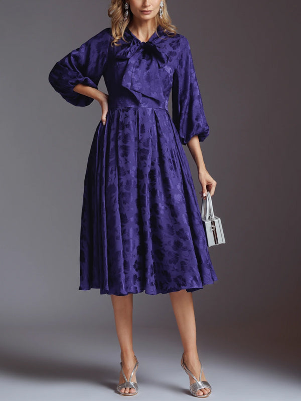 Lace-Up Print Midi Dress