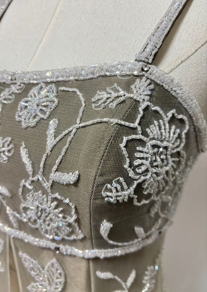 Champagne color gorgeous retro gradient exquisite beaded long elegant tulle ball gown evening dress party dress prom dress gh3192