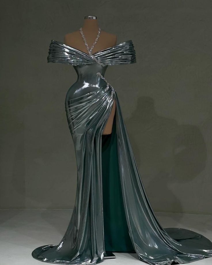 preppydressess-Green rhinestone long satin mermaid sexy prom dress evening dress party dress gh4999