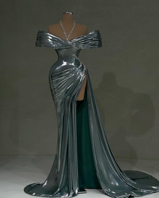 Green rhinestone long satin mermaid sexy prom dress evening dress party dress gh4999