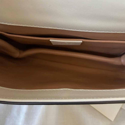 Gucci Off White Leather Broadway Pearly Bee Shoulder Bag