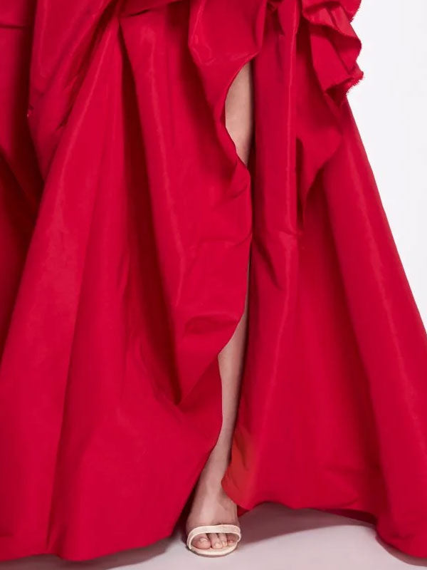 Satin with Delicate Floral Design Women's Evening Dress