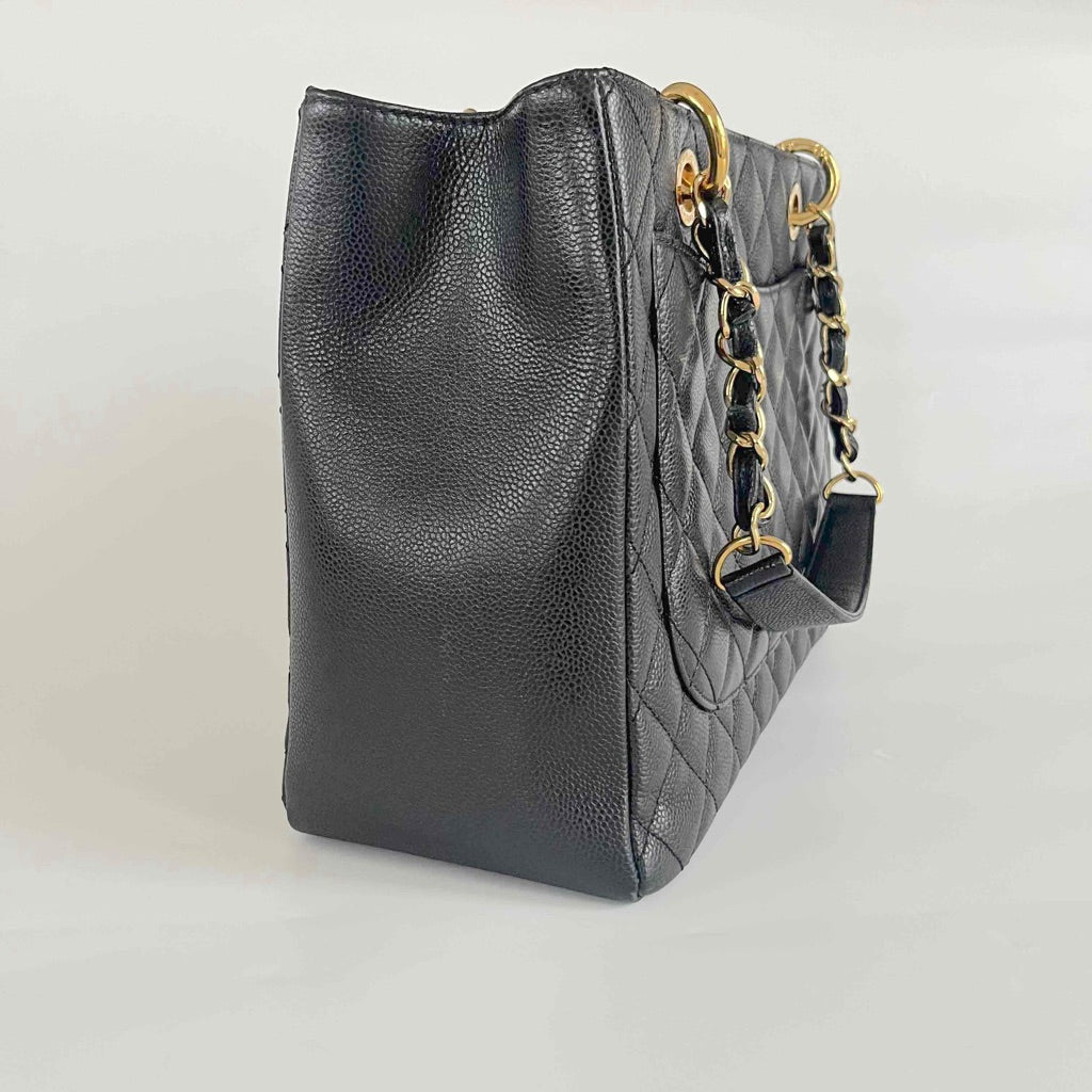 Chanel Black Quilted Caviar Leather GST Tote
