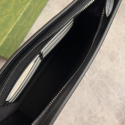 GUCCI GG POUCH WITH GREY TRIM BLACK 18CM 768255 FACQC 1048
