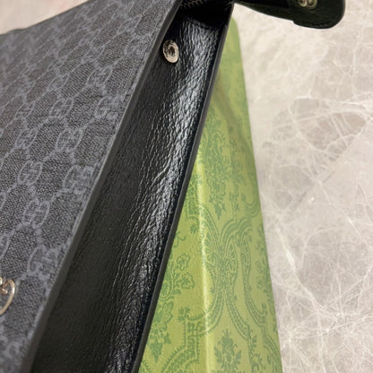 GUCCI GG POUCH WITH GREY TRIM BLACK 18CM 768255 FACQC 1048