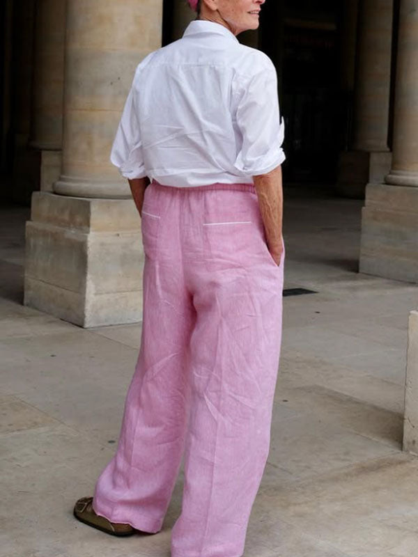 Elastic Waist Women's Cotton and Linen Pants