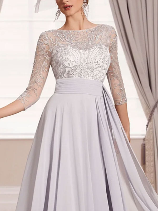 Lace Chiffon Long Sleeves Women's Gowns