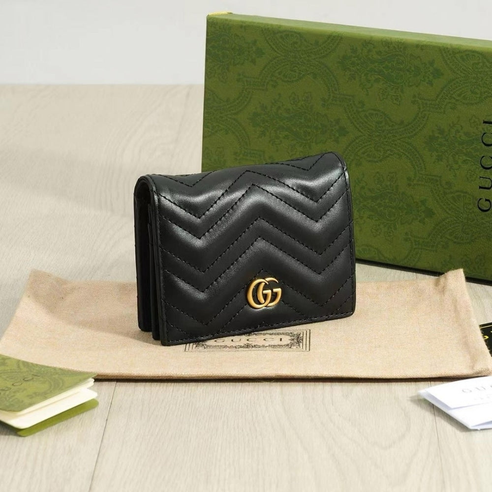 GUCCI GG MARMONT CARD CASE WALLET BLACK 11CM 466492 DTD1T 1000