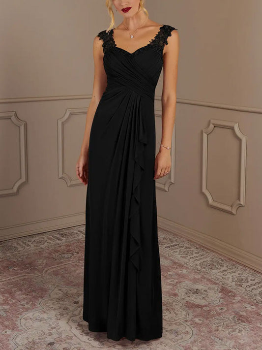 A-Line Sweetheart Neckline Pleated Mesh Floor-Length Dress