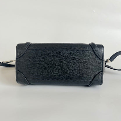 Celine textured black leather nano luggage bag with strap