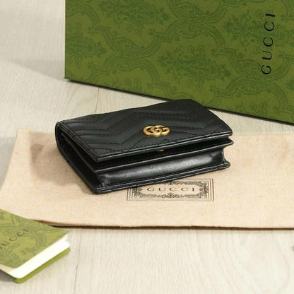 GUCCI GG MARMONT CARD CASE WALLET BLACK 11CM 466492 DTD1T 1000